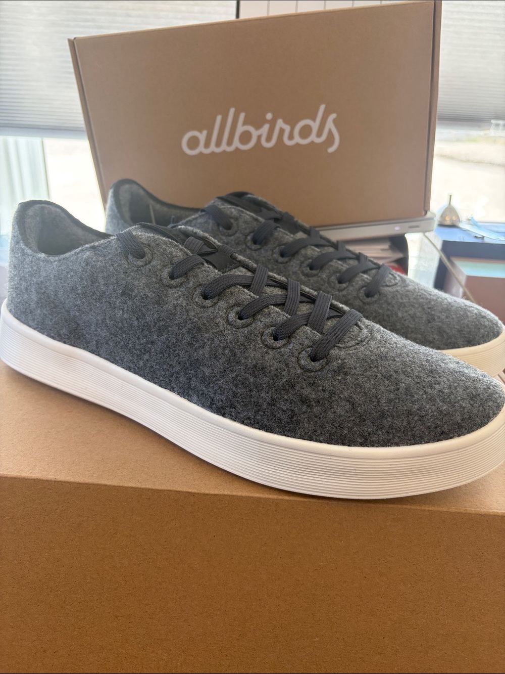 allbirds Men's Natural Grey Wool Sneakers with White Sole